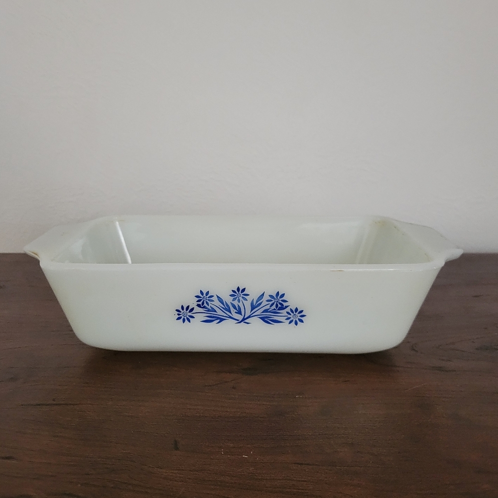 Fire King Blue Cornflower Loaf Pan
